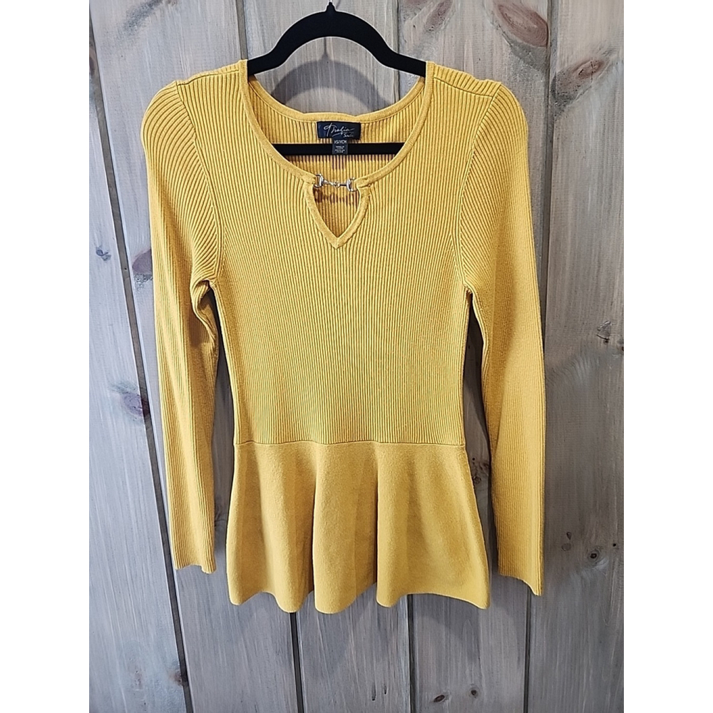 Thalia Sodi Gold Horsebit Keyhole Sweater XS